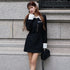 Asymmetry buckle tweed dress